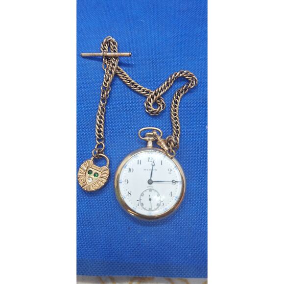 Tacy Watch Co. "MARION" Pocket Watch w/ 15 jewels Swiss Made Size 9s w/ Chain - Picture 1 of 10